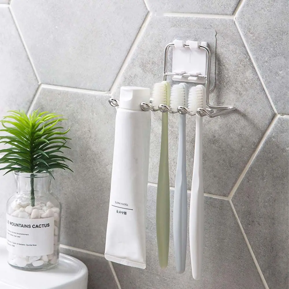 

Stainless Steel Bath Wall Mounted Stand Bathroom Accessories Toothbrush Holder Razor Rack Toothpaste Organizer