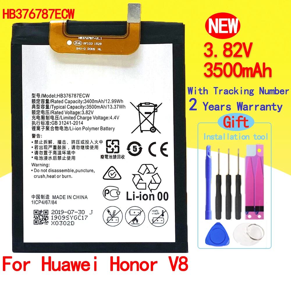 

100% New HB376787ECW 3500mAh High Quality Battery For Huawei Honor V8 V 8 Phone In Stock Fast Delivery With Tracking Number