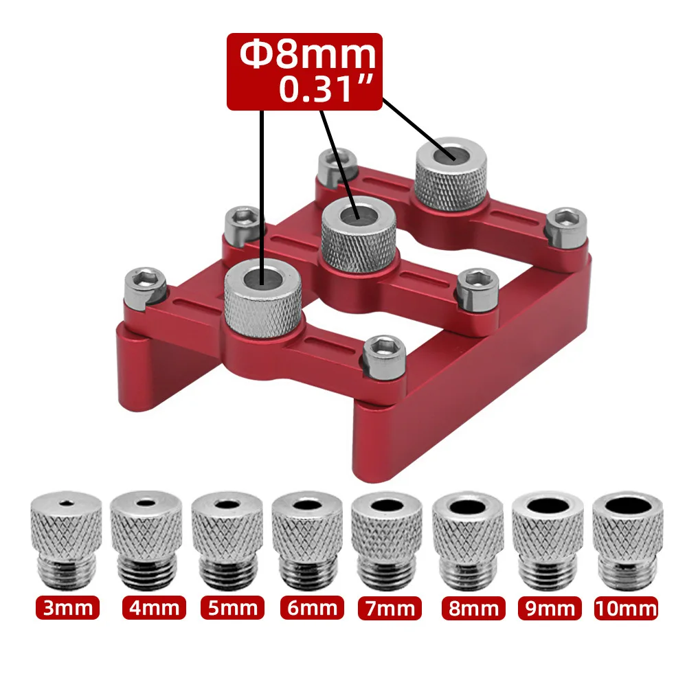 Self Centering Dowelling Jig Woodworking Joinery Hole Drill Guide Wood Dowel Hole Positioner Locator with 3-10mm Drill Sleeves
Self Centering Dowelling Jig Woodworking Joinery Hole Drill Guide Wood Dowel Hole Positioner Locator with 3-10mm Drill Sleeves