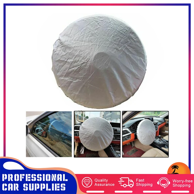 

Double Fabric Steering Wheel Sunshade Cover Reflected Sunlight Sun Protection 50*50 cm/19.69*19.69 Inches Universal for Cars SUV