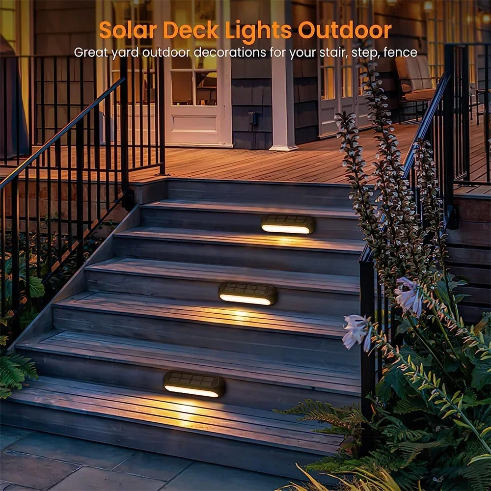 

Solar Powered LED Garden Lights Outdoor Warm White + Color Changing Wall Lamp Deck Fence Lights for Patio Stairs Step Decoration