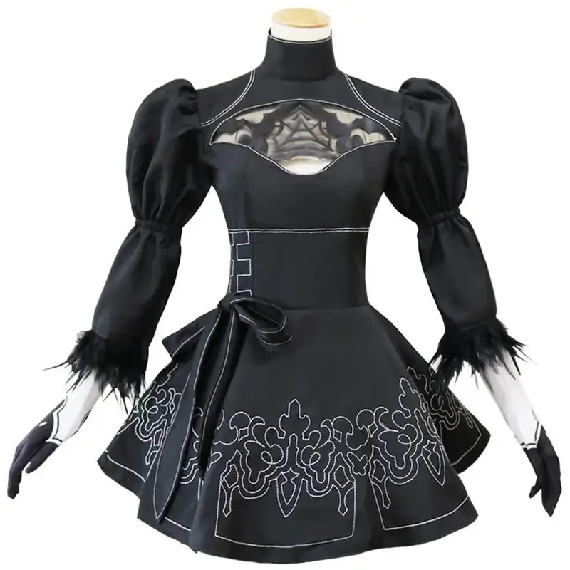 

Nier Automata Yorha 2B Cosplay Suit Anime Women Outfit Disguise Costume Set Fancy Halloween Girls Party Black Dress