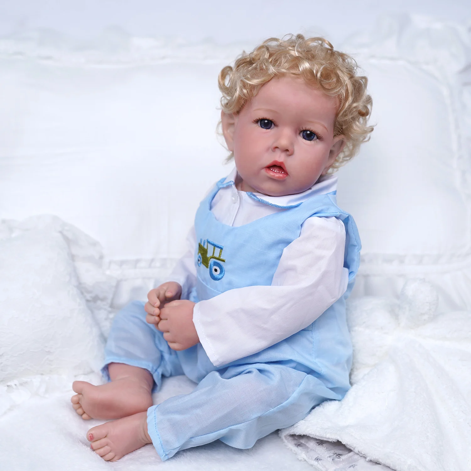 

ADFO 50cm 3D Skin Babe Reborn Dolls With Vein Vessel Blonde Hair Tollder Doll Liam Hand Made Lifelike Newborn Baby Toy For Girl