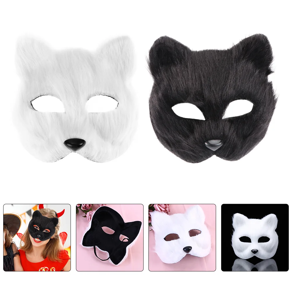 

Mask Masks Animal Fox Cosplay Masquerade Halloween Furry Party Face Half Costume Blank Therian Cat Carnival Hallween Diy Stage