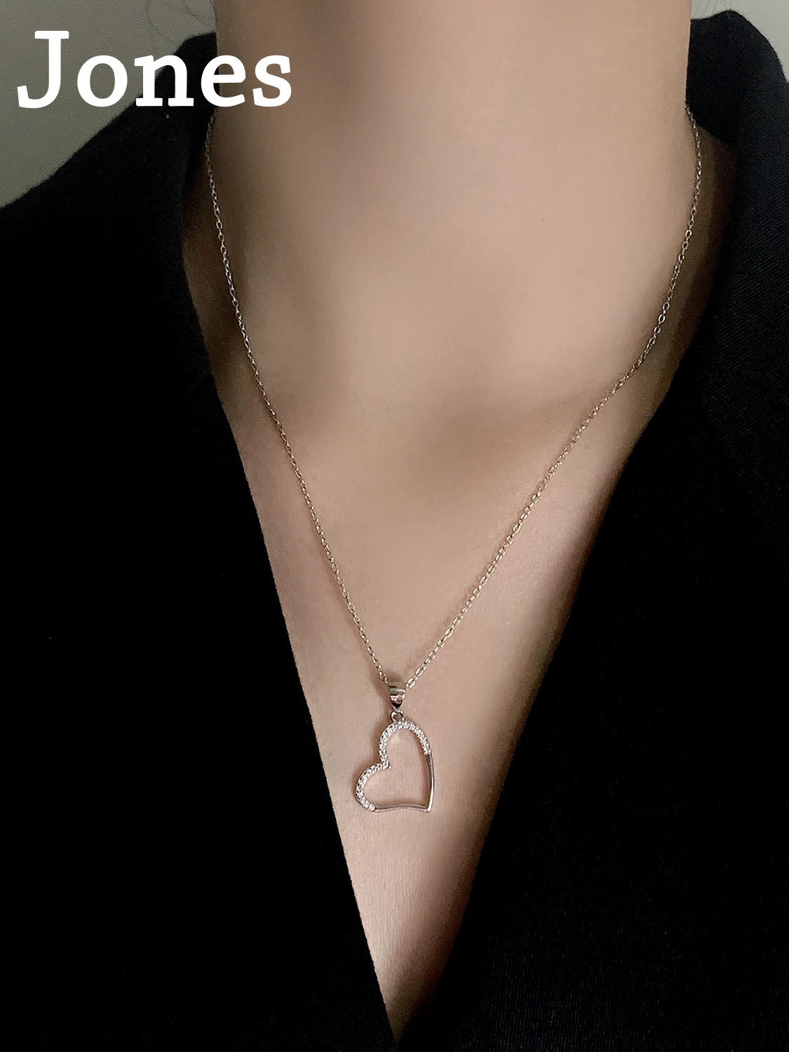 S925 Sterling Silver Heart-Shaped Love Necklace Europe And The United States Fashion Simplicity Micro Lnlay Clavicle Chain 
S925 Sterling Silver Heart-Shaped Love Necklace Europe And The United States Fashion Simplicity Micro Lnlay Clavicle Chain