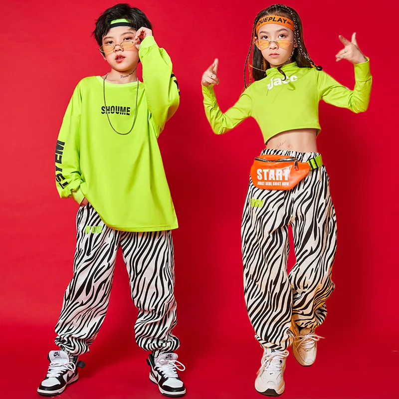 

Hip Hop Costumes for Kids Dancing Clothes Girls Boys Hiphop Competition Costumes Dance Wear Jazz Ballroom Outfit Top Shirt Pants