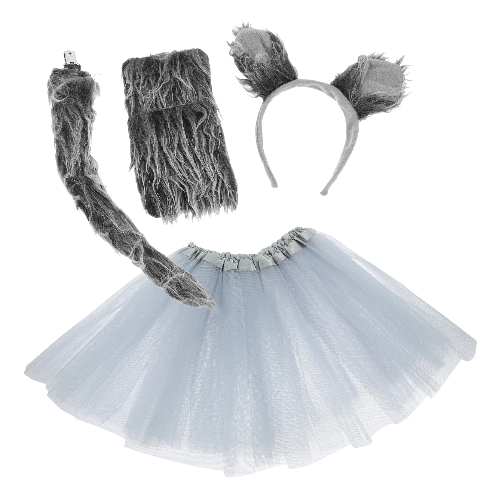 

Wolf Ears Costume Hairband Tails Cosplay Props Headband Animal Tutu Skirt Christmas