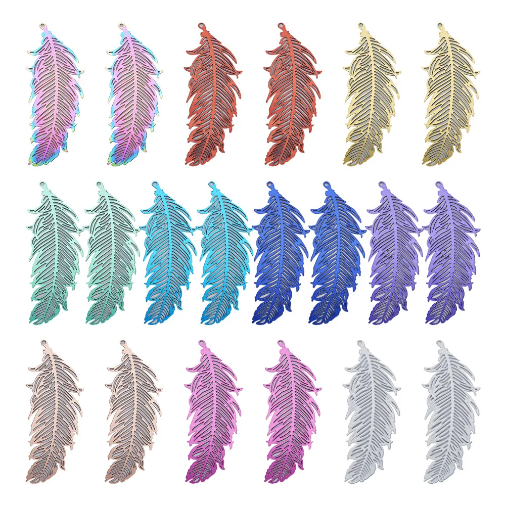 40Pcs 201 Stainless Steel Filigree Pendants Colorful Feather Big Metal Charms for Jewelry Making DIY Craft Home Decoration
40Pcs 201 Stainless Steel Filigree Pendants Colorful Feather Big Metal Charms for Jewelry Making DIY Craft Home Decoration