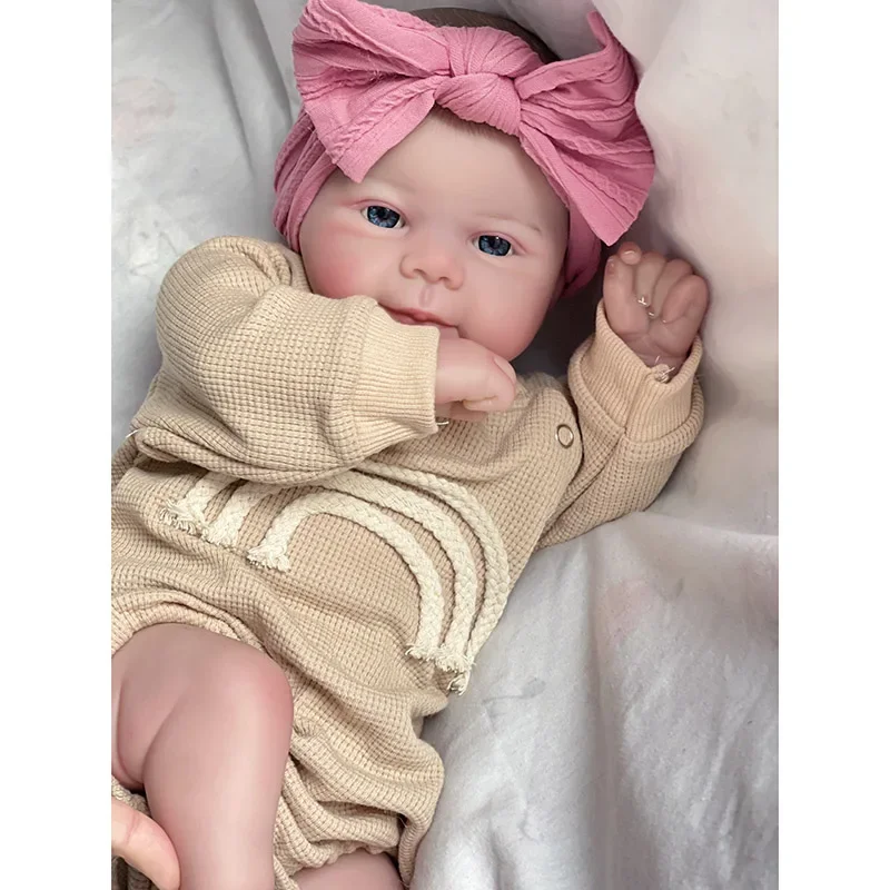 

49CM Reborn Baby Dolls Sweet Face Lifelike Real Touch Reborn Juliette 3D Skin Multiple Layers with Hand-Painted Hair Bebe Doll