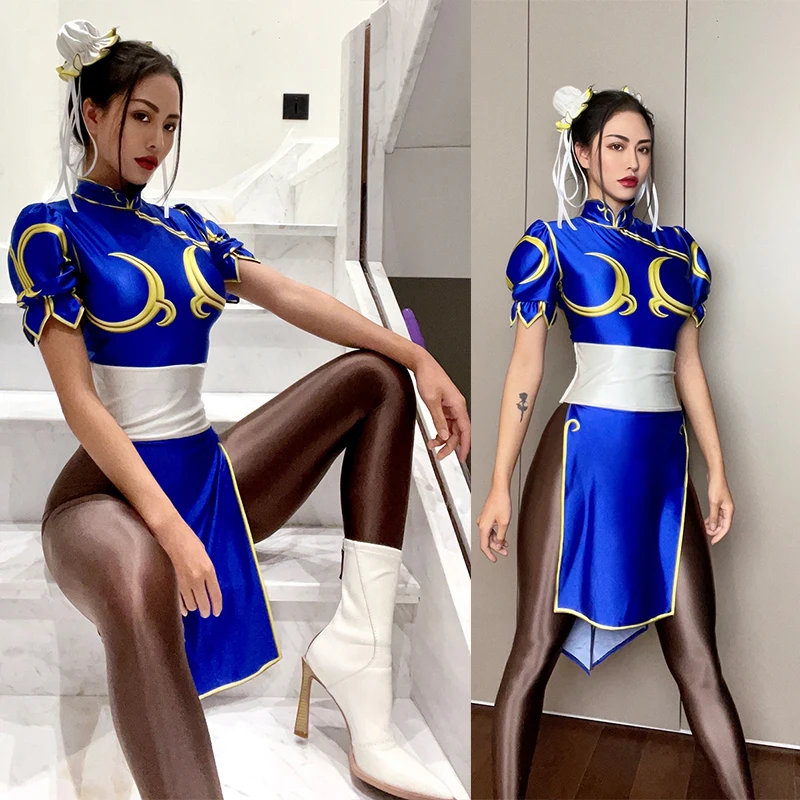 Костюм для косплея японского аниме-уличного истребителя Chunli Qipao, пикантный комплект из 4 предметов, Блестящий глянцевый сатиновый цельнокроеный костюм для ролевых игр
Костюм для косплея японского аниме-уличного истребителя Chunli Qipao, пикантный комплект из 4 предметов, Блестящий глянцевый сатиновый цельнокроеный костюм для ролевых игр