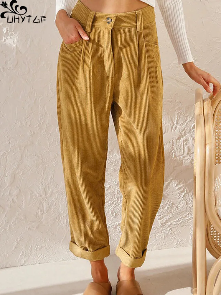 UHYTGF Corduroy Pants Women Spring Autumn New High-Waisted Casual Solid Color Loose Straight Fashion Street Wear Female Trousers
UHYTGF Corduroy Pants Women Spring Autumn New High-Waisted Casual Solid Color Loose Straight Fashion Street Wear Female Trousers