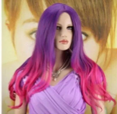 

Парик женский длинный термостойкий, вьющиеся искусственные волнистые волосы фиолетового и розового цветов, для косплея