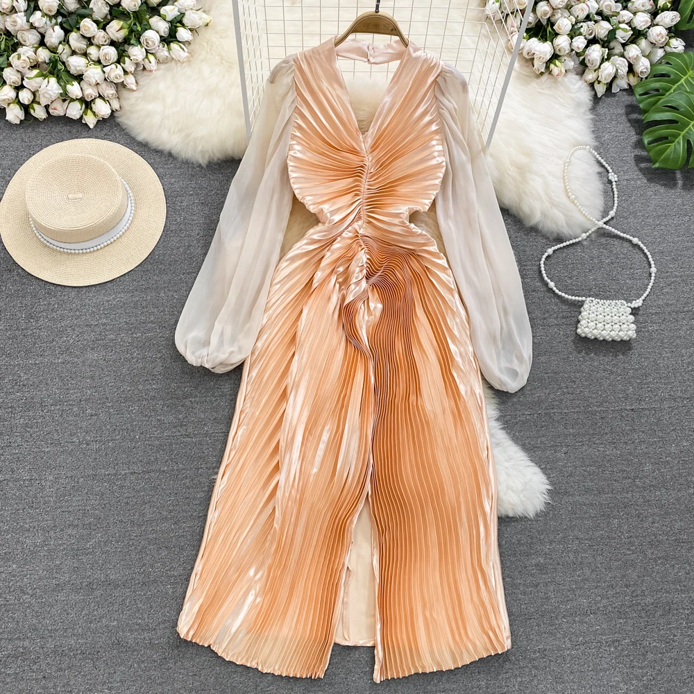 Lantern Sleeve Robe Long Casual Women Vestidos Fashion French Style Aesthetic Elegant V Neck Luxury Folds High Wiast Y2k Dresses
Lantern Sleeve Robe Long Casual Women Vestidos Fashion French Style Aesthetic Elegant V Neck Luxury Folds High Wiast Y2k Dresses