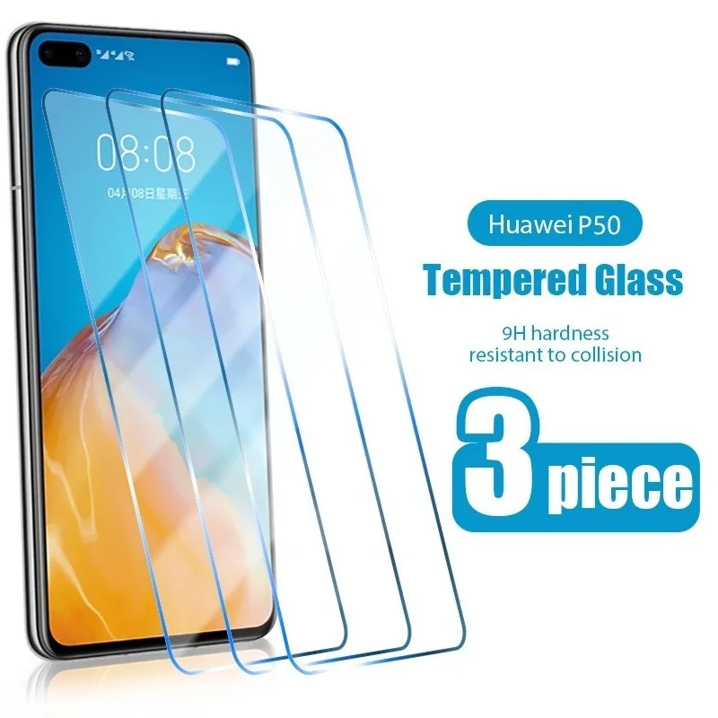 

3Pcs Screen Protector for Huawei P50 P40 P30 P20 Lite Pro Protectors Glass for Huawei P Smart 2021 2020 2019 Y9S Glass Protector