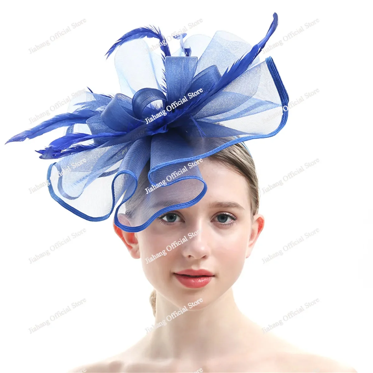 

Fascinators Elegant Exaggerated Tea Party Kentucky Derby Hat Hair Clips Flower Feather Mesh Yarn Cocktail Party Hair Accessories