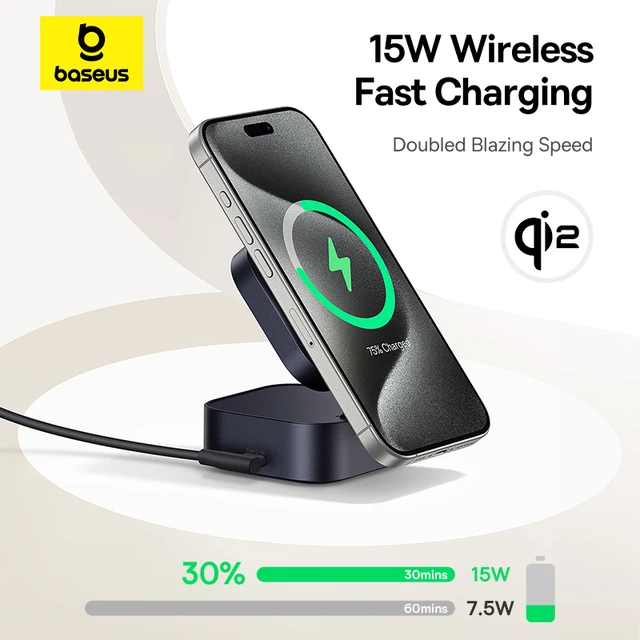 Bas192.- Chargeur sans fil magnétique Qi2, 15W, 67W, 2 en 1, station S6 de charge rapide pour téléphone et ordinateur portable, Macbook, iPhone 16, 14, 15, Samsung 2