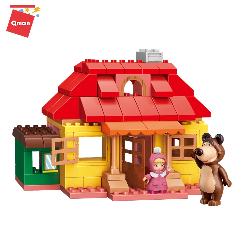 

Qman Building Blocks Set Brick Moc Masha's House 96pcs Bricks Mini Child Toy Маша И Медведь Из Сериала Enlighten Block Gift