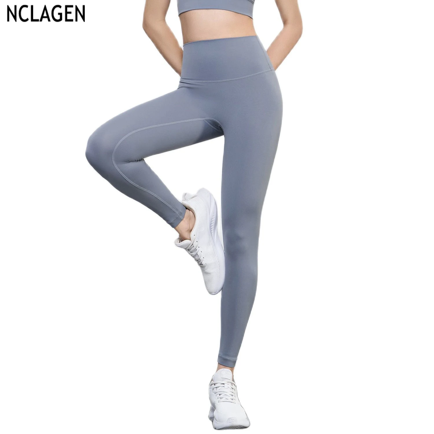

NCLAGEN Pocket Naked Feel Yoga Pants High Waist Sports Leggings Women Squat Proof NO Front Seam bottoms Fitness GYM Tights