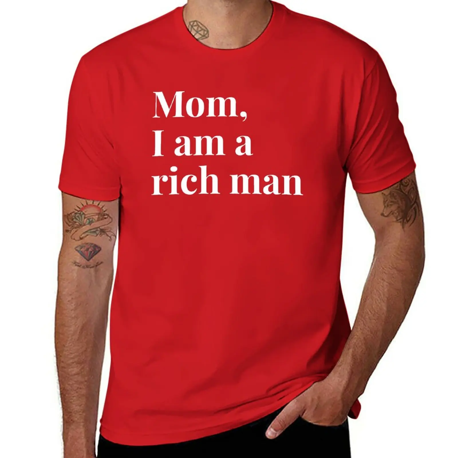 

New Mom I am a rich man, funny T-Shirt aesthetic clothes Short sleeve tee sweat shirt t shirts for men cotton