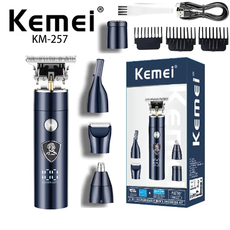 

5 In 1 Cordless Electric Hair Trimmer Set Hair Shaver Nose Trimmers Kit KM-257 Hair Trimmer Clipper Set For Men