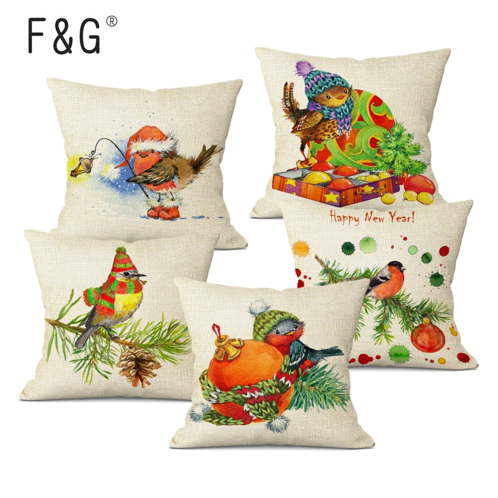 

Xmas Bird Cushion Cover Merry Christmas Home Decorative Pillows Cover Home Decor Throw pillow Cover 45X45cm