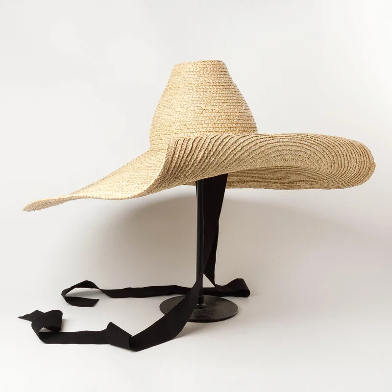 Womens Summer Hat Black Chin Rope Band 23cm Wide Brim Sun Hat Cone High Top Dance Stage Performance Hat Raffia Straw Beach Hat
Womens Summer Hat Black Chin Rope Band 23cm Wide Brim Sun Hat Cone High Top Dance Stage Performance Hat Raffia Straw Beach Hat