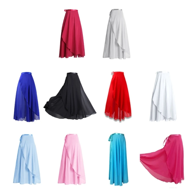 

Womens Wrap Dance Skirts Skate Over Scarf Skirts Asymmetric Ballet Skirt H9ED