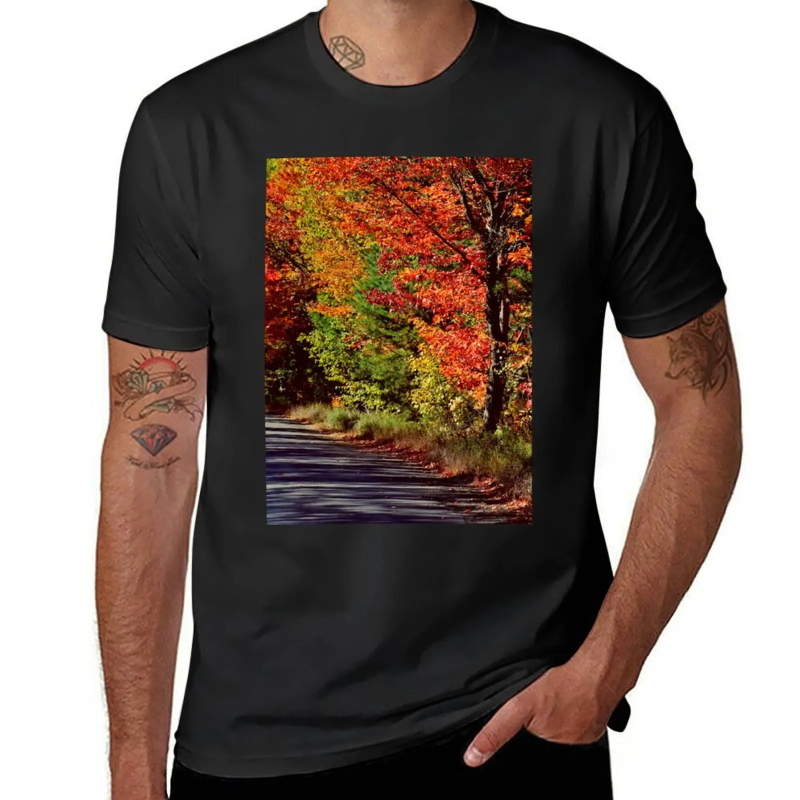 

Autumn Roadside T-Shirt Short sleeve tee customs boys animal print sports fans mens clothing