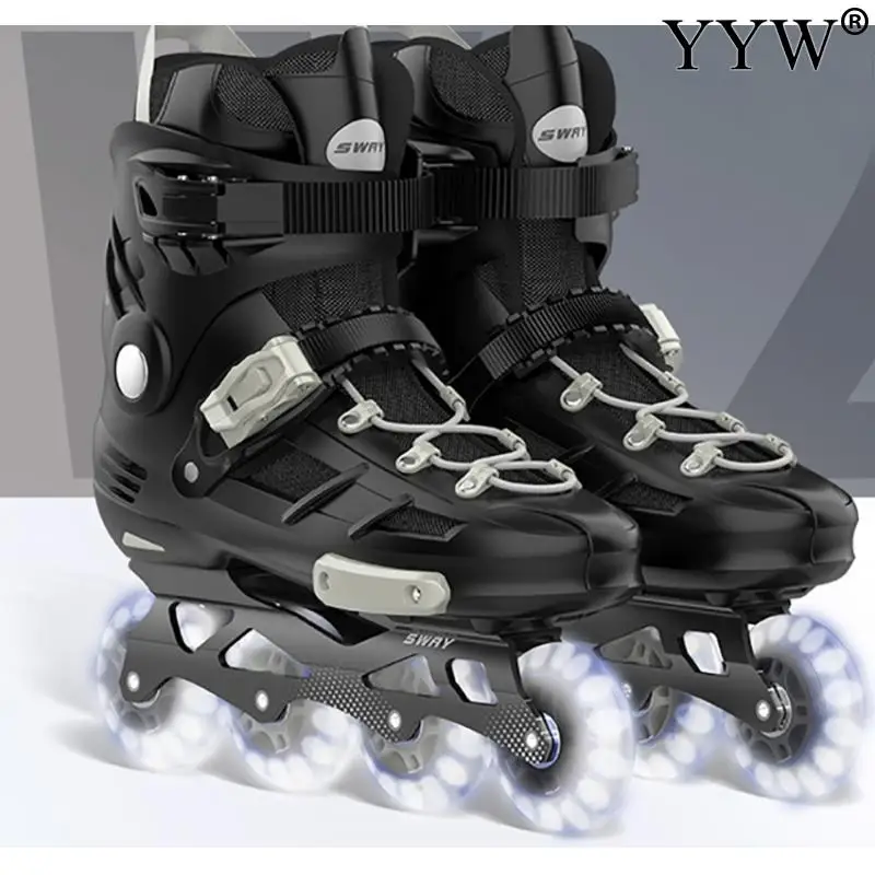 

Professional Inline Roller Skate Shoes Adults Women Men Sneakers Flashing 4 Wheels Skates Outdoor Racing Skating Adjustable Size