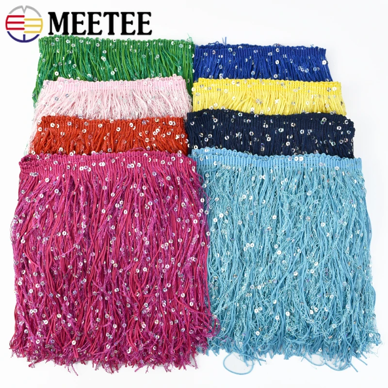 

1/2/3/5M 20cm Sequin Fringe Tassel for Sewing Latin Dress Lace Trim Fabric Dance Performance Bags Fringes Ribbon DIY Accessories