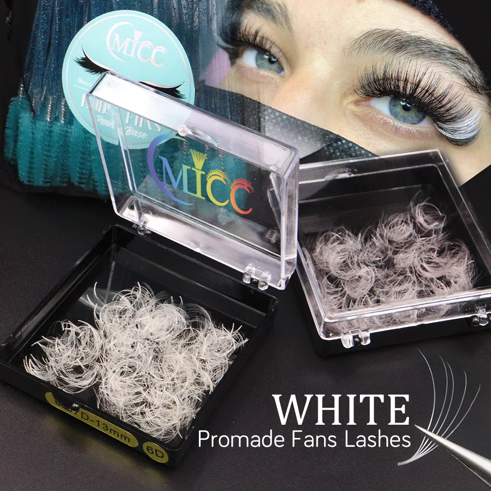 

Loose Fans White Colored Premade 500 Fans D Curl Thin Pointy Base Lash Extensions 8-15mm Mixed Russian Volume Lashes Eyelashes