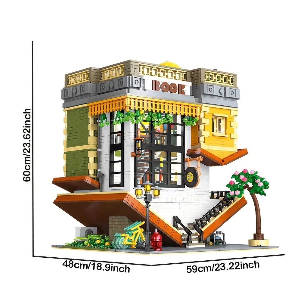 Creative IDEAS City Light Upside Down Book shop Building Blocks MOC street view Model Set Adult Bricks Gift Set Toys Creative IDEAS City Light Upside Down Book shop Building Blocks MOC street view Model Set Adult Bricks Gift Set Toys