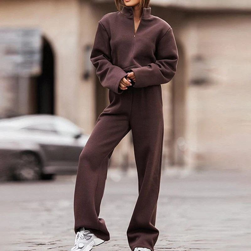 Lady Solid Loose 2Pce Set 2023 Women Fashion Tracksuit Casual Long Sleeve Zip Turtleneck Sweatshirt & Long Wide Leg Pants Suit
Lady Solid Loose 2Pce Set 2023 Women Fashion Tracksuit Casual Long Sleeve Zip Turtleneck Sweatshirt & Long Wide Leg Pants Suit