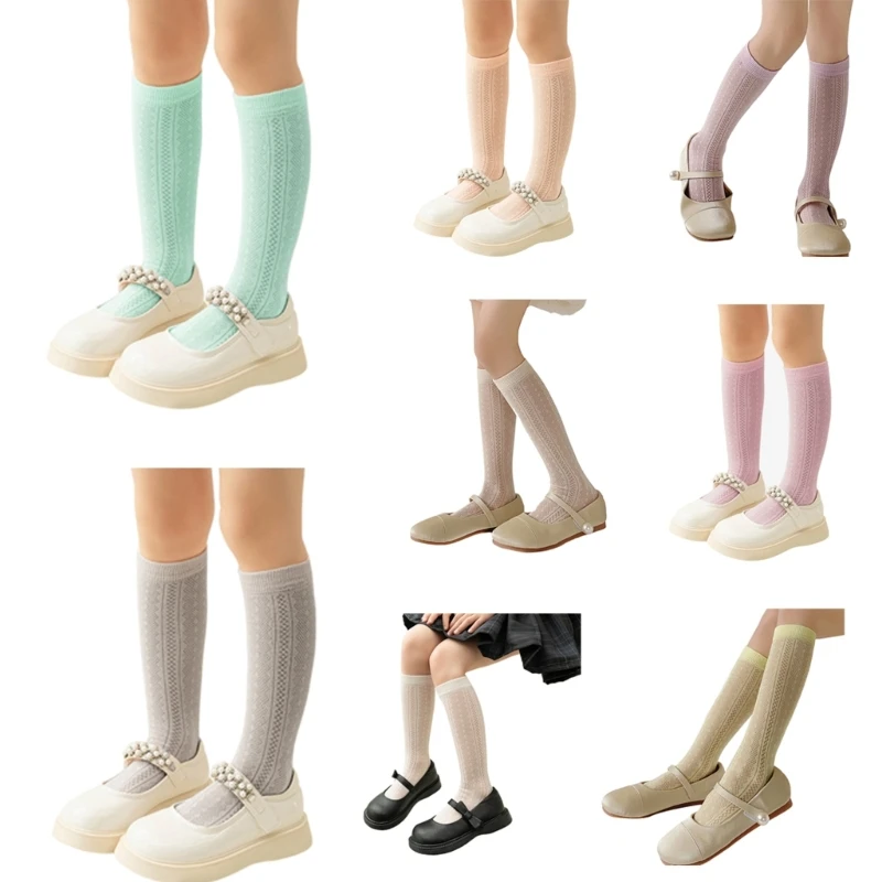 

Kids Kneehigh Socks Toddlers AntiSlip MidCalf Socks Spring Soft Thin Stretchy Socks Child Fishnet Socks Casual Wear