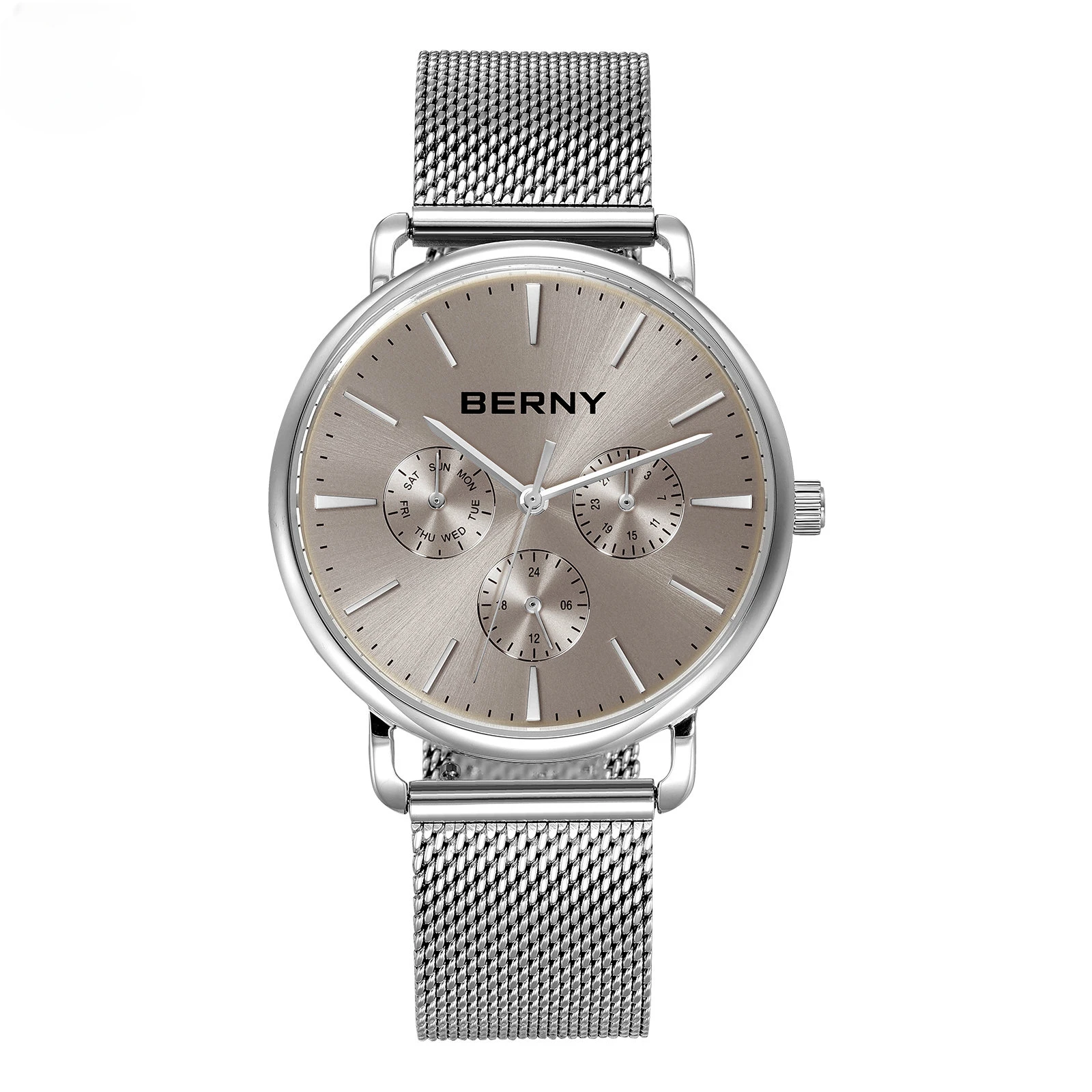 

BERNY Watch for Men Calendar 24H Multifunction Dial Quartz Watch Stainless steel Wristwatch Miyota 6P29 5ATM Waterproof Watches