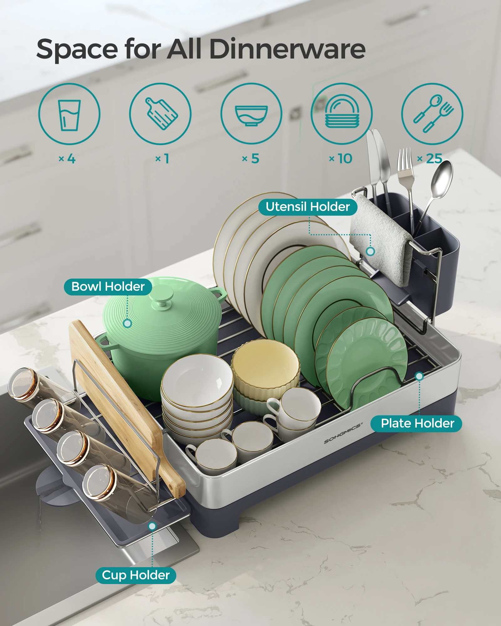 Large Dish Drying Rack, Premium Stainless Steel Dish Rack with Rotatable Spout, Fingerprint-Resistant Dish Drainers 8 Mallzona S5035dfb22f3948e99f5e94ccb4ab56b8u Large Dish Drying Rack, Premium Stainless Steel Dish Rack with Rotatable Spout, Fingerprint-Resistant Dish Drainers Mallzona