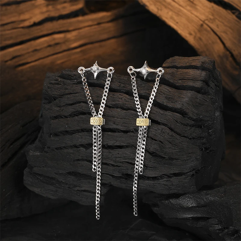 

Женские серьги-подвески со звездами, длинные серьги из стерлингового серебра 925 пробы с уникальным дизайном, Роскошные ювелирные украшения