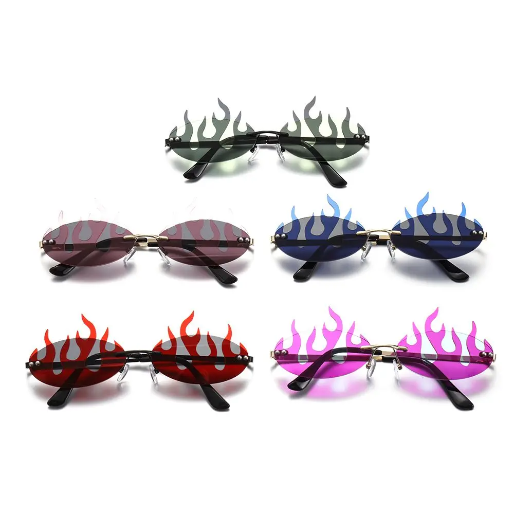 Halloween Cosplay Party Eyewear Flame Sunglasses Rimless Sunglasses Flame Shaped Double Lens
Halloween Cosplay Party Eyewear Flame Sunglasses Rimless Sunglasses Flame Shaped Double Lens