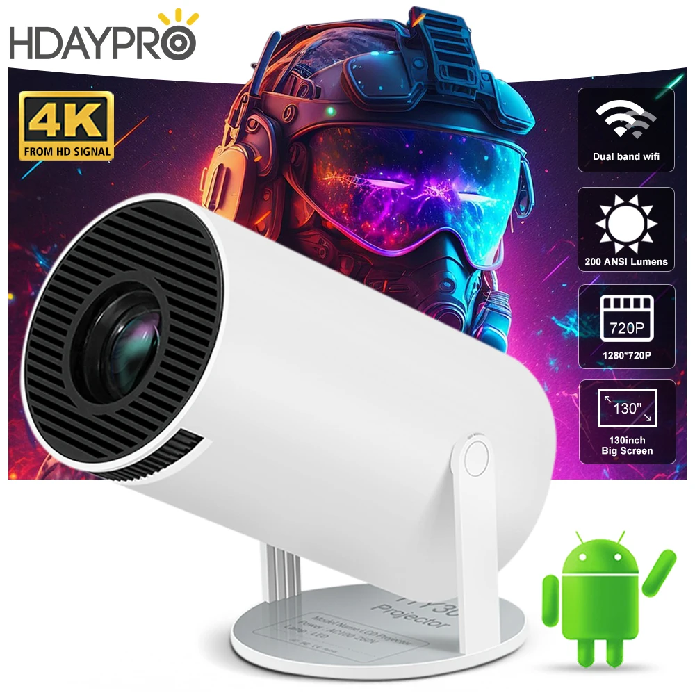 

HDAYPRO HY300 Projector 4K Android 11 5G WIFI BT5.0 MINI Smart Portable Projctor Home Cinema 720P Outdoor 1080P 4K Video From HD