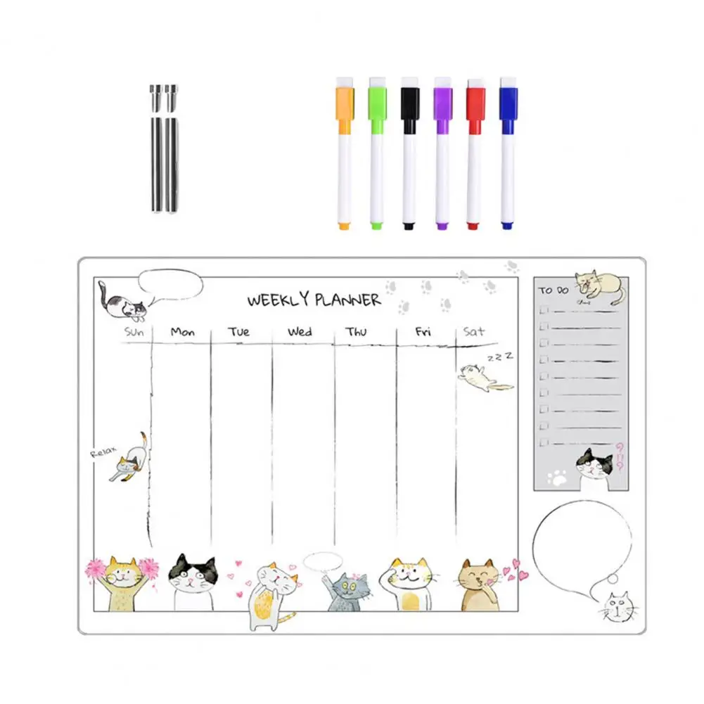 

Planner Whiteboard Acrylic Desktop Whiteboard Calendar Weekly Planner with Stand Small Office Reminder Display Board for Home