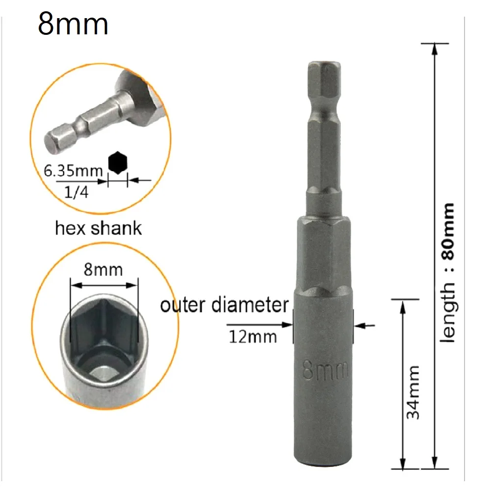 1/4'' Hex Drive Socket 80mm Extra Deep 5.5-19mm Dia Nut Driver Socket Bit For Electric Impact Nut Bolt Screwdriver Drill Bits
1/4'' Hex Drive Socket 80mm Extra Deep 5.5-19mm Dia Nut Driver Socket Bit For Electric Impact Nut Bolt Screwdriver Drill Bits