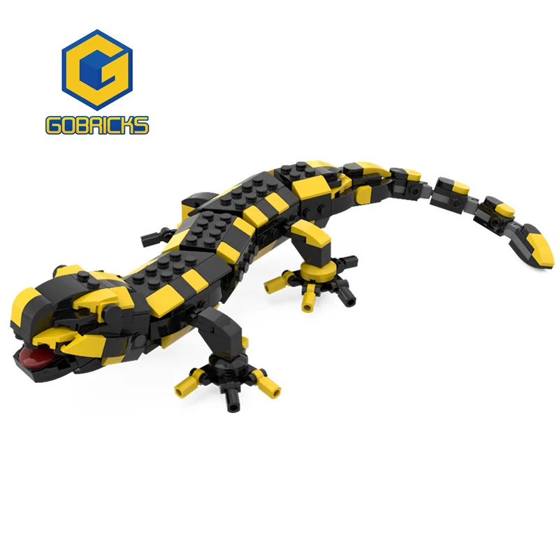 

Gobricks MOC Fire Salamander Building Blocks Set A Popular Reptile Colour Little Dinosaur Idea Animal Bricks Toys For Kids Gifts