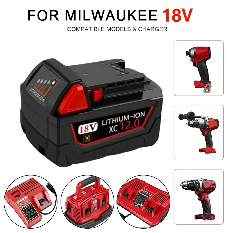 

Сменная литиевая батарея 18 в 1860 Ач для Milwaukee M18 XC, 48-11-1850 48-11-1840 48-11-1820 48-11-, аккумуляторные батареи