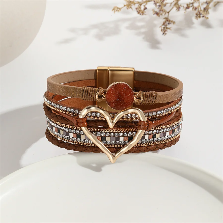 New Metal Love Heart Charm Leather Bracelets for Women Fashion Bohemian Rhinestone Resin Wrap Bracelet Bangle Couple Jewelry 16 Mallzona S504637f4256d4b158923d1a304b08c50J New Metal Love Heart Charm Leather Bracelets for Women Fashion Bohemian Rhinestone Resin Wrap Bracelet Bangle Couple Jewelry Mallzona