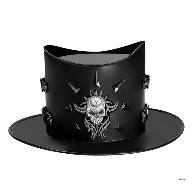 

Цилиндр из искусственной кожи, викторианская шляпа, мужская шляпа волшебника, аксессуар для маскарадного костюма
