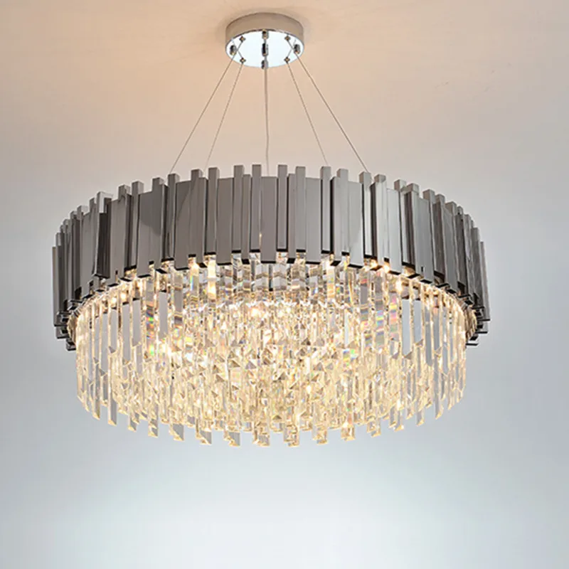 

Golden Art Deco Postmodern Stainless Steel Crystal Chandelier Lighting Lustre Suspension Luminaire Lampen For Foyer Bedroom