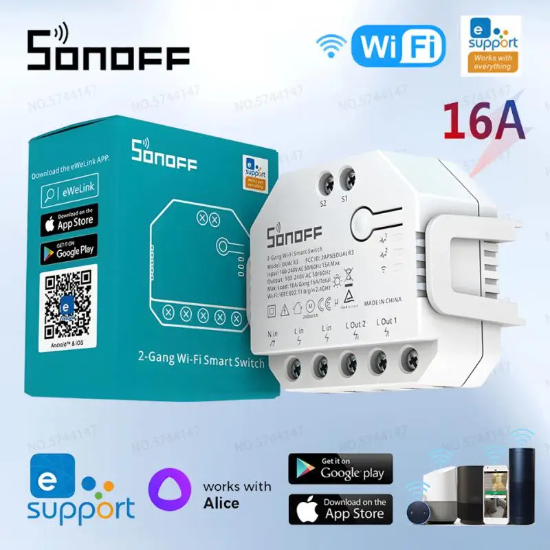 SONOFF DUAL R3 DIY Wifi Smart Switch Electricity Monitoring Curtain Motor 2 Gang Dual Relay Module Via EWeLink Alexa Google Home
SONOFF DUAL R3 DIY Wifi Smart Switch Electricity Monitoring Curtain Motor 2 Gang Dual Relay Module Via EWeLink Alexa Google Home
