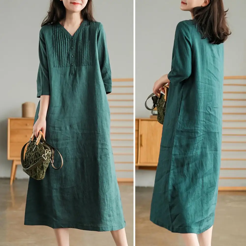 Женское Плиссированное Платье-миди с V-образным вырезом, рукавом до локтя и боковыми карманами
Женское Плиссированное Платье-миди с V-образным вырезом, рукавом до локтя и боковыми карманами