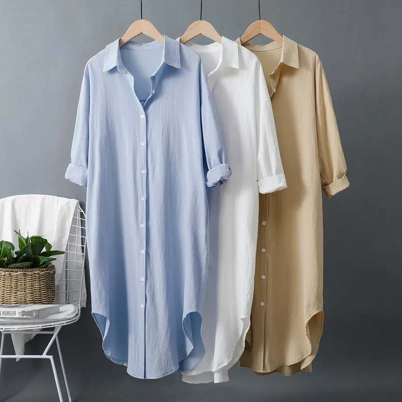 2023 New Cotton and Linen Women's Long Shirts Dresses White Single Breasted Casual Loose Female Dresses Spring Summer
2023 New Cotton and Linen Women's Long Shirts Dresses White Single Breasted Casual Loose Female Dresses Spring Summer