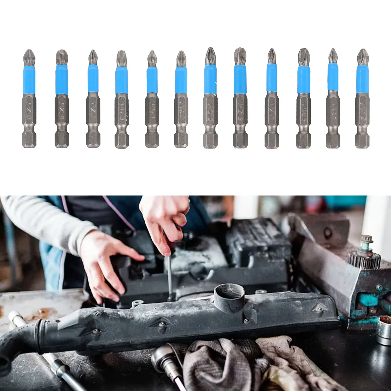 Screwdriver Bit Heat Treated Black Alloy Steel PH and PZ Screwdriver Bit Set 12pcs with 50mm Long Life and Hex Key Fit
Screwdriver Bit Heat Treated Black Alloy Steel PH and PZ Screwdriver Bit Set 12pcs with 50mm Long Life and Hex Key Fit